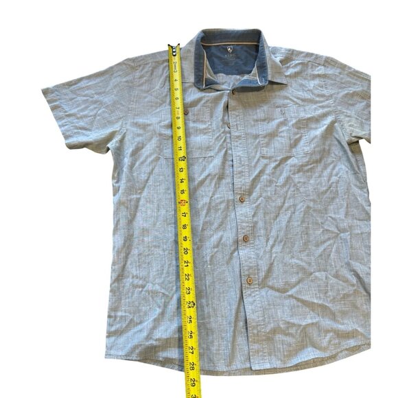 Kuhl Plaid Short Sleeve Button Up Shirt Mens Large Light Blue |O1 - Picture 4 of 5